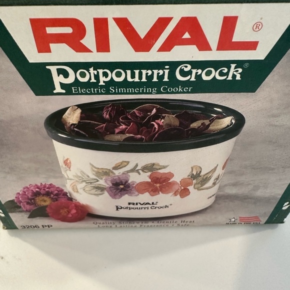 Rival, potpourri, crockpot, mini electrical, green floral pattern. VTG EUC WORKS - Picture 1 of 11